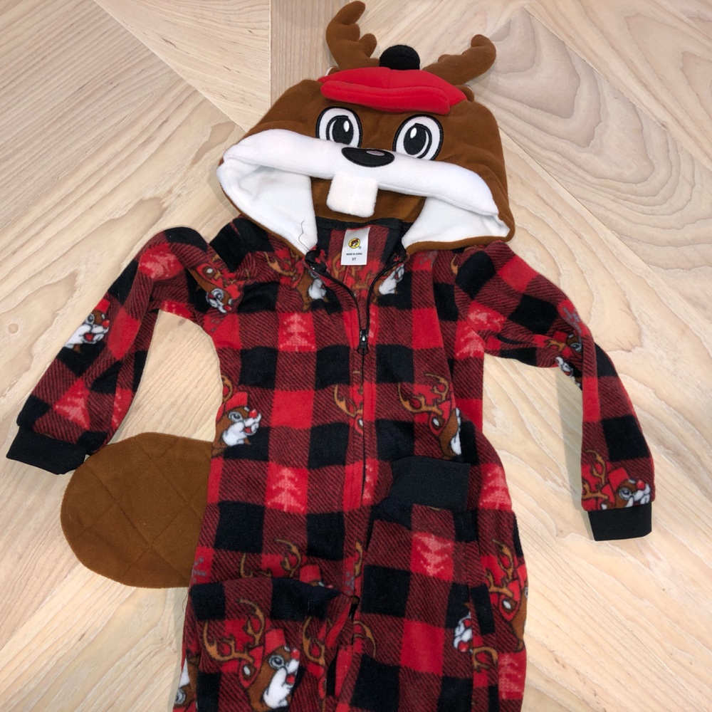Buccees Fleece Rudolph beaver zip up suit 3T